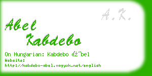 abel kabdebo business card